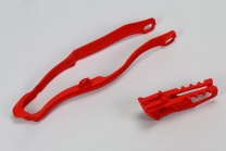 UFO Vodítko reťaze zadné + predné Honda CRF 250R 14-17/CRF 450R 13-16 červené