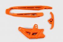 UFO plast Vodítko reťaze zadné + predné KTM SX-SX-F 07-10, EXC-EXC-F 08-10 oranžové