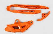 UFO plast Vodítko reťaze zadné + predné KTM EXC/EXC-F 2011 oranžové