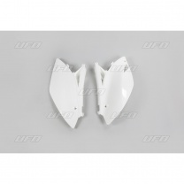 UFO PLAST Tabuľky zadné Kawasaki KXF250 2009-2012, KXF450 09-11 biele