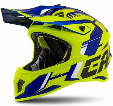 prilba CROSS PRO 2 Contra(žltá fluo/modrá perleť/černá/bílá)