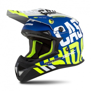 prilba Cross Cup Sonic(modrá matná/bílá/žlutá fluo/černá/šedá)