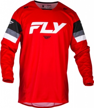  dres KINETIC PRIX, FLY RACING - USA 2024 (červená/šedá/bílá)