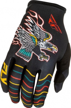 Rukavice LITE AMERICANA, FLY RACING - USA 2026 (čierna/červená/zlatá)