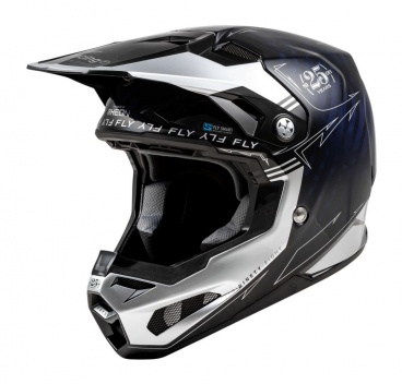 Prilba FORMULA S CARBON, FLY RACING - USA (modrá/strieborná)